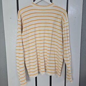 J Crew‎ VTG Womens Thick Pullover Sweater Yellow Striped L Preppy Academia